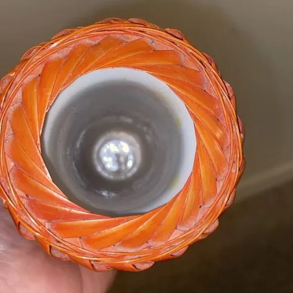 Handcrafted Woven Vase - Brown and Tan Vintage - Picture 3 of 6